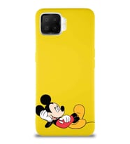 Oppo A73 Soft Premier Kapak Mickey Mouse-F Tasarımlı Silikon Kılıf - Sarı (Şeffaf)