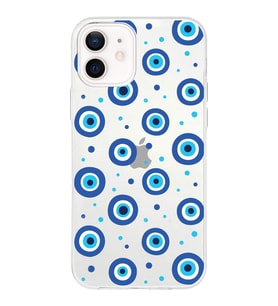 PrintiFy Apple  iPhone 12 ile Uyumlu 1mm Slim Fit Nazar Boncuğu 1 Baskılı Şeffaf  Kılıf