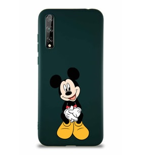 Huawei Y8P Soft Premier Kapak Mickey Mouse-A Tasarımlı Silikon Kılıf - Yeşil (Şeffaf)