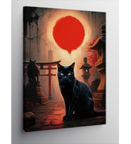 Kanvas Tablo Güneş Ve Siyah Kedi