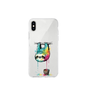 iPhone XS Max ile Uyumlu Splash Tembel Hayvan Tasarımlı Şeffaf Silikon Kılıf