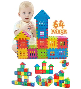 64 Parça Yapı Oyuncak Puzzle Blok 3D Tasarım Yeteneğini Geliştiren Eğlenceli Bilişsel Yapı Taşları