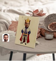 BK Gift Kişiye Özel Erkek Kral Karikatürlü Dekoratif Ahşap Çerçeve Model 1