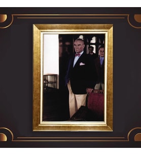 Altın Varaklı Çerçeveli Paspartulu Atatürk Tablo z4649 (Gold)