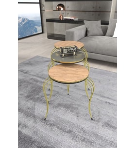 ZİGON SEHPA LÜKENS ÇİFT GOLD ANTRASİT CEVİZ