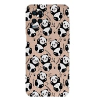 Oppo A54 Uyumlu Lansman Kılıf Panda Tasarımlı İçi Kadife Kapak-Pudra (Şeffaf)