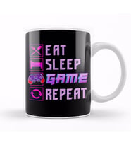 Funny Eat Sleep Game Repeat Anime Gamer Gaming Kupa Bardak Porselen