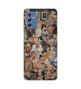Samsung Galaxy M52 Uyumlu Aesthetic Sanatsal Kolaj Desenli Şeffaf Telefon Kılıfı