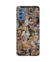 Samsung Galaxy M52 Uyumlu Aesthetic Sanatsal Kolaj Desenli Şeffaf Telefon Kılıfı