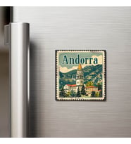 Andorra Andorra - Posta Pulu Temalı Ülke - Baskılı Buzdolap Magneti Kare - 9x9 cm