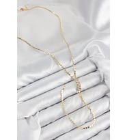 Pirinç Zirkon Taşlı Ezme Zincirli Model Gold Renk Y Kolye 5886 - SSSSSS1442-3507