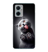 PrintiFy Xiaomi Redmi Note 11E ile Uyumlu 1mm Slim Fit Kedi 2 050c Baskılı Şeffaf  Kılıf