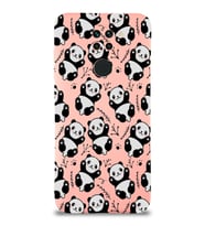 Xiaomi Redmi Note 9 Uyumlu Lansman Kılıf Panda Tasarımlı İçi Kadife Kapak-Pembe (Şeffaf)