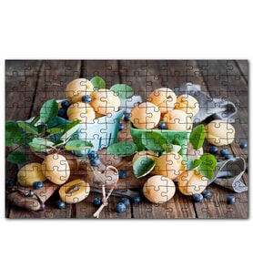 Cakapuzzle Renkli Tabaklar Kayısı Yabanmersini Meyve Puzzle Yapboz MDF (Ahşap) (120 Parça)