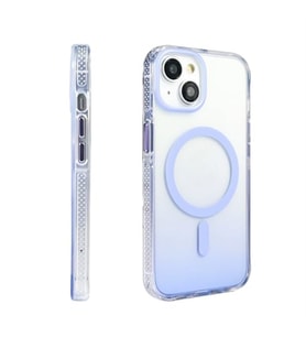 Coverzone iPhone 14 i�in K?l?f MagSafe ile uyumlu Transparan Renk Ge�i?li Z-Toros M-safe Kablosuz ?arj destekli Gradyan Tasar?m IPHONE 14 ?LE UYUMLU KILIF Lila
