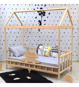 Markaawm Doğal Çam Montessori Karyola Çocuk ve Bebek Yatağı 120X200 (Karışık)