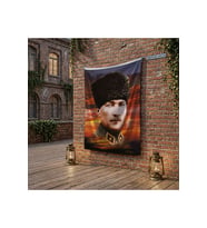 Üniformalı Kalpaklı Gazi Mustafa Kemal Atatürk poster Bayrak Raşel Kumaş 100x150 cm ATA20