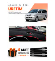 HYUNDAİ STAREX (1997-2007) Uyumlu Torpido Koruma Örtüsü Oto Kılıfı - Siyah Kırmızı