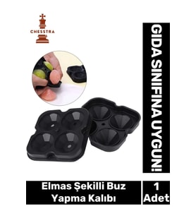 Özel Tasarım 4 Gözlü Kırılmaz Esnek Silikon Kokteyl Viski Elmas Şekilli Buz Yapma Kalıbı 1 Adet
