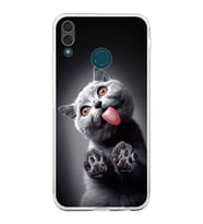 PrintiFy Huawei Y9 2019 ile Uyumlu Kedi 2 Kamera Korumalı Şeffaf Kılıf
