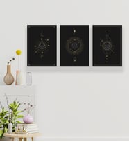 Geometrik Tasarımlı 3 Parça Mdf Tablo