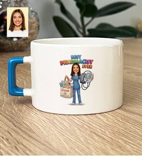 Kişiye Özel Karikatürlü Eczacı Lüks Fincan Tıp Bayramı Hediyesi