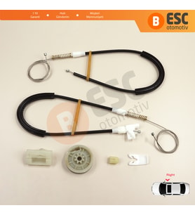 Renault Megane MK1 X64 DA0/1 Coupe 1996-2003 2/3 Kapı 7700834393 İçin Sağ Kapı Cam Kriko Tamir Seti