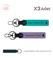 Hemşireye Yılbaşı Jest, İsimli 2’li Anahtarlık Takımı, Mor Menekşe-Koyu Turkuaz-Lacivert