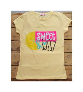 Pembix Sweet & Sassy Baskılı Kısa Kollu Kız Çocuk T-Shirt 9-12 Yaş Sarı