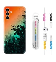 Samsung A23 A31 A32 A50 A51 A52 A53 A70 Kılıf Kablo Koruma Spiral Silikon Güzel Çiçekler 1712