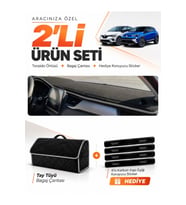 e-biz RENAULT CAPTUR 2 (2019-2024) Uyumlu Torpido Örtüsü + Tay Tüyü Çanta - Siyah-Gri - RE036
