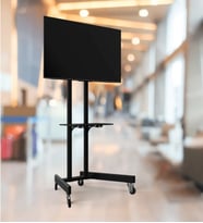 ALPİN EV Tipi Salon,Oturma Odası,Balkon ve Toplantı Odası Tekerlekli Metal Ayaklı TV/Fuar Standı/Ünitesi 40" inç- 75" inç