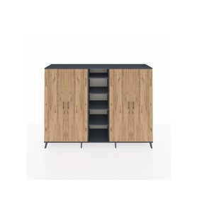 Hyperion Dolap 12 Raflı 4 Kapaklı 220x44x163 Antrasit-Çam/Antrasit