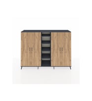Hyperion Dolap 12 Raflı 4 Kapaklı 220x44x163 Antrasit-Çam/Antrasit