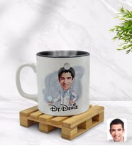 BK Gift Kişiye Özel Erkek Diş Hekimi Karikatürlü İçi Siyah Renkli Kupa Bardak Model 3
