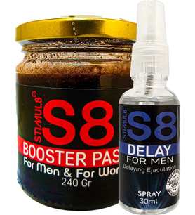 Stımul8 (S8) Delay30 Mlsprey + Erkeklere Ekstradestek Özel Performansmacunu240 Gr
