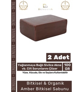 %100 Doğal Güzel Kokulu El Yüz Saç Vücut Cilt Onaran Kolajen Etkili Amber Bitkisel Sabun 2 Adet
