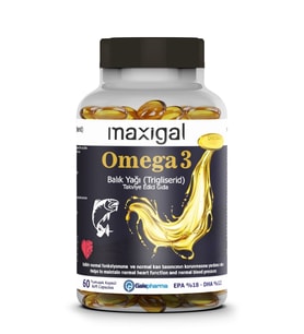 Maxigal Omega 3 Balık Yağı, 60 Yumuşak Kapsül, EPA%18 - DHA%12
