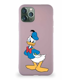 Apple iPhone 11 Pro Soft Premier Kapak Donald Duck-D Tasarımlı Silikon Kılıf - Pudra (Şeffaf)