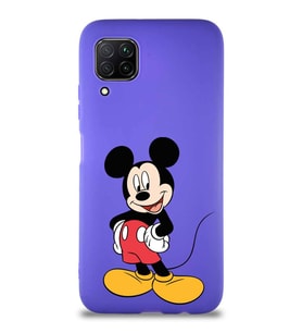 Huawei P40 Lite Soft Premier Kapak Mickey Mouse-E Tasarımlı Silikon Kılıf - Mor (Şeffaf)