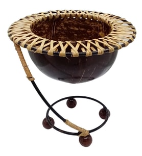 Hindistan Cevizi Şekerlik Spiral Coconut Metal Ayaklı Coconat Kase No.2 (Karışık)