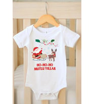 Ho Ho Ho Mutlu Yıllar Özel Tasarım Bebek Zıbın Pamuklu Çıtçıtlı Body