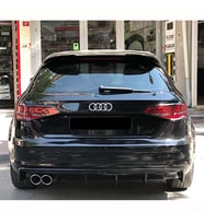 Audi A3 HB 8V Sportback Rieger Arka Ek Difüzör Piona Black 2012 - 2016 Sol Çift Egzoz Çıkışlı