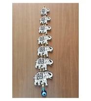 BİLGE Ahşap dualı kapı süsü nazar boncuklu fil detaylı (Siyah)