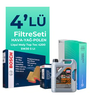 BOSCH Skoda Rapid 1.6 Dizel Filtre Bakım Seti Liqui Moly Motor Yağlı (2015-2019) 4 Lü