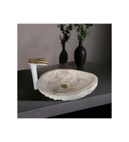 Hale Traverten Oval Tasarım Damla Lavabo