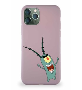 Apple iPhone 11 Pro Soft Premier Kapak Plankton Tasarımlı Silikon Kılıf - Pudra (Şeffaf)