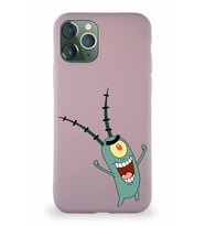 Apple iPhone 11 Pro Soft Premier Kapak Plankton Tasarımlı Silikon Kılıf - Pudra (Şeffaf)