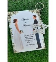 30 Adet Wedding Design İnci Yıldız Anahtarlık - Nikah Hatırası - Nikah Hediyelik (Kahverengi)