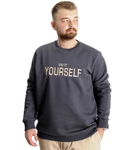 Mode XL Büyük Beden Erkek Sweat BisYaka Do İt Yourself 23168 Fume